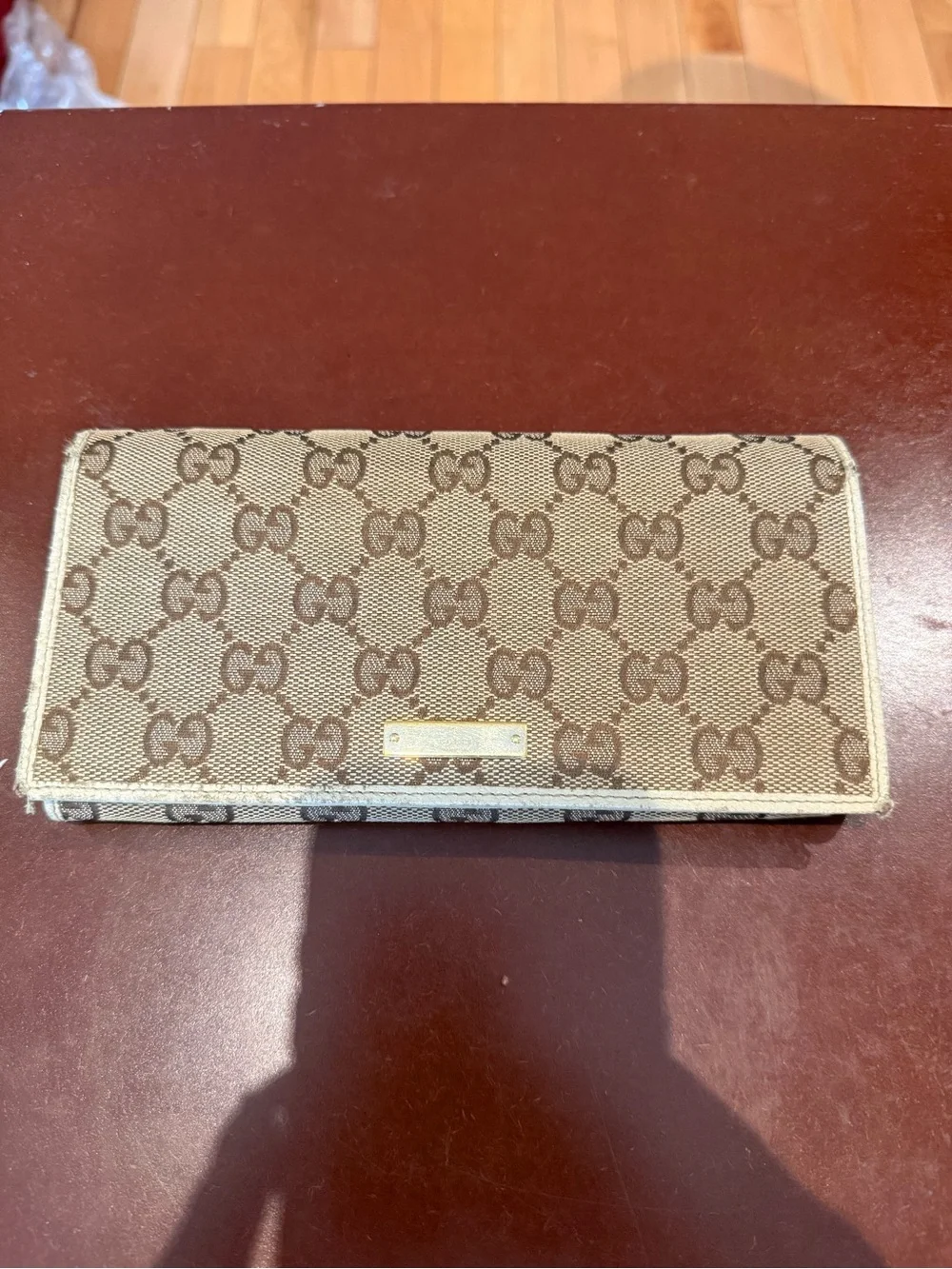 Gucci Brown and Beige GG Signature Continental Wallet